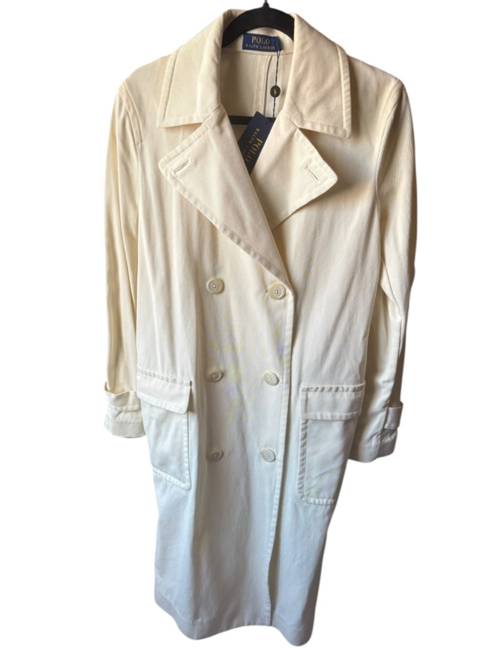 Polo Ralph Lauren Ivory Belted Trench Ciat Cotton Size 10 NWT